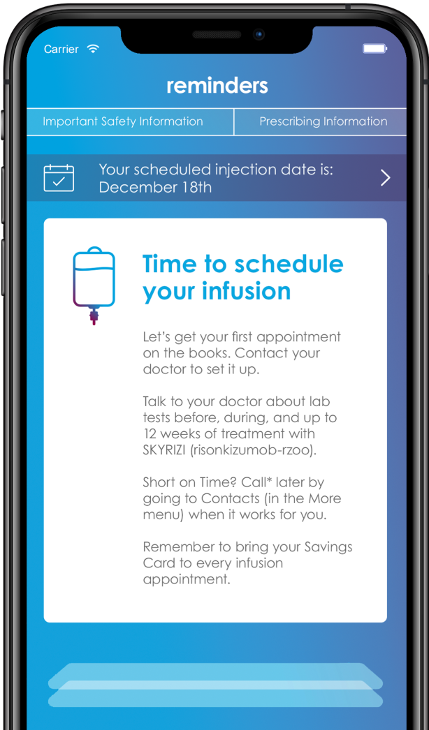 Visual of Skyrizi Savings Card in App