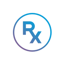 A circle with Rx in the middle meaning “prescription”