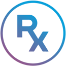 A circle with Rx in the middle meaning “prescription”