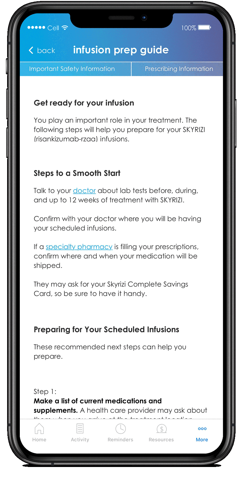 SKYRIZI Infusion Support on Phone 