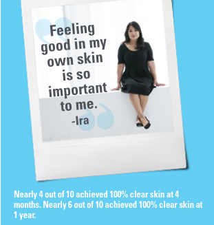 A polaroid of Ira alongside the words “feeling good in my own skin is so important to me.”