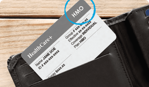 Health care Card in Wallet with “HMO” circled