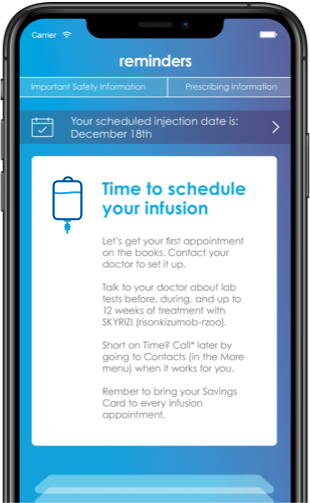 Visual of Skyrizi Savings Card in App