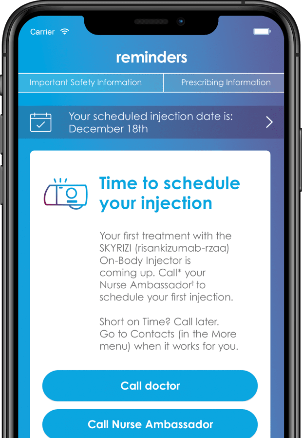 Visual of Skyrizi OBI Tracking in App