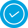 Blue circle with a check mark inside