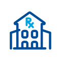 Icon image of a hospital or pharmacy