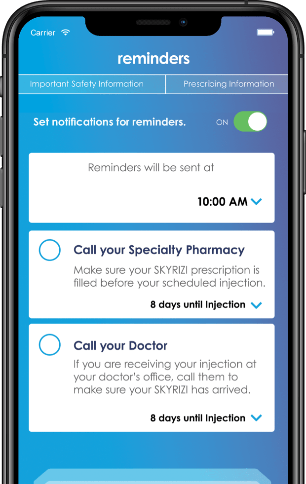 Visual of in app injection support